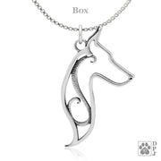 Doberman Pinscher Pendant Necklace in Sterling Silver