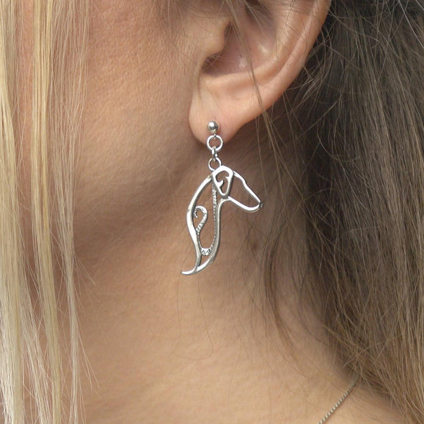 Doberman Pinscher Earrings in Sterling Silver, Natural Ears