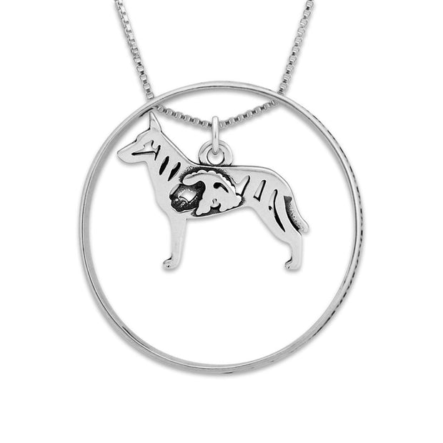 Dutch Shepherd Necklace w/Paw Print Enhancer, Body