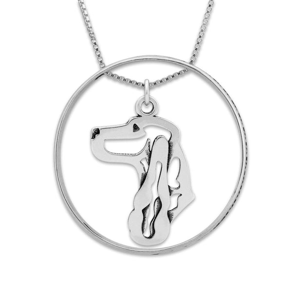 English Cocker Spaniel Necklace w/Paw Print Enhancer, Head