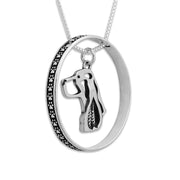 Sterling Silver English Springer Spaniel Necklace w/Paw Print Enhancer, Head