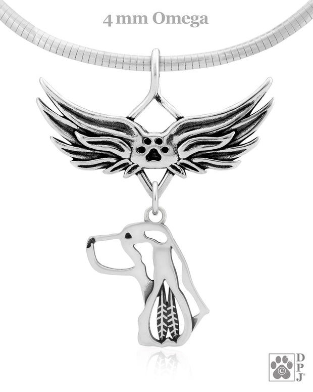 English Springer Spaniel Memorial Necklace, Angel Wing Jewelry