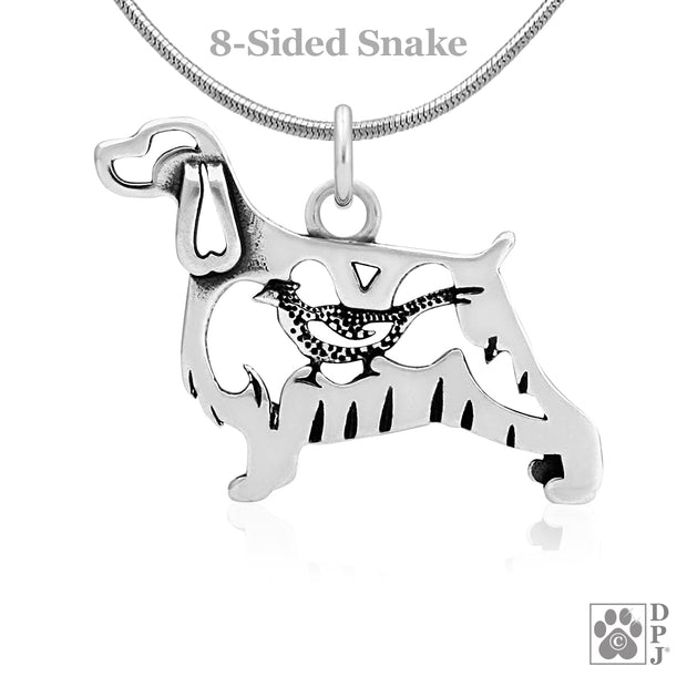 English Springer Spaniel Necklace Jewelry in Sterling Silver