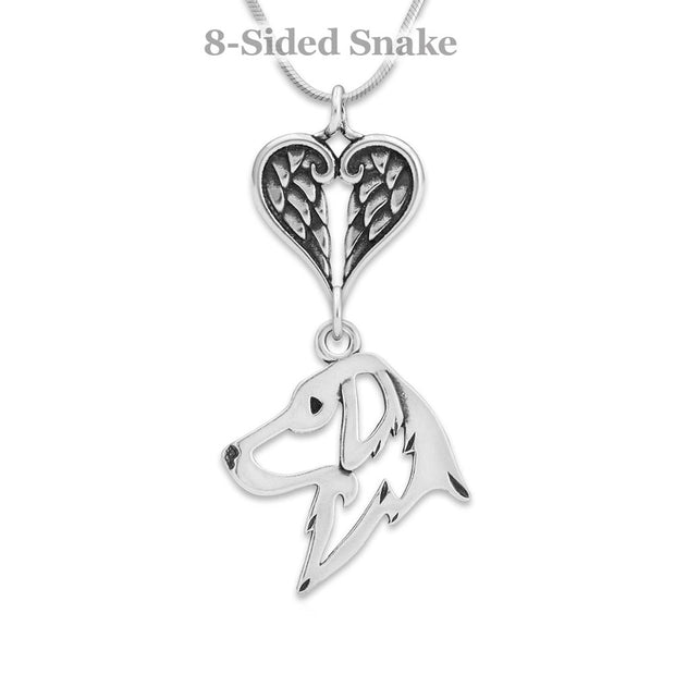Personalized Flat-Coated Retriever Angel Necklace