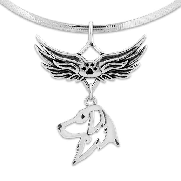 Flat-Coated Retriever Angel Wing Necklace