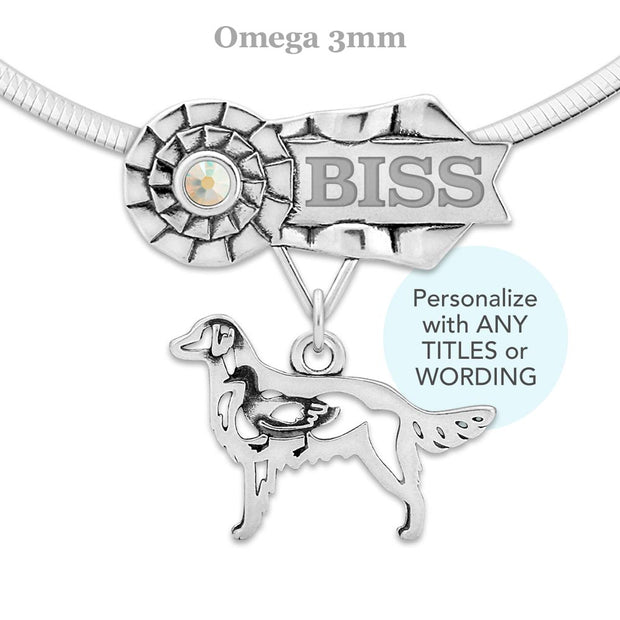 Custom Flat-Coated Retriever Rosette Necklace, MACH Jewelry
