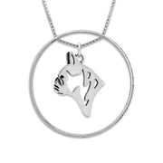 Sterling Silver French Bulldog Necklace w/Paw Print Enhancer, Head