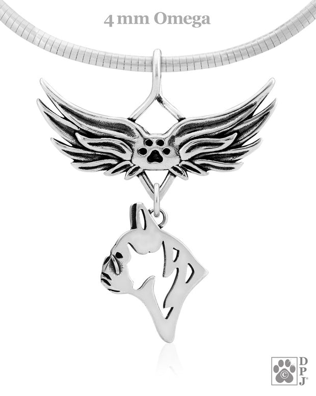 French Bulldog Memorial Necklace, Angel Wing Jewelry