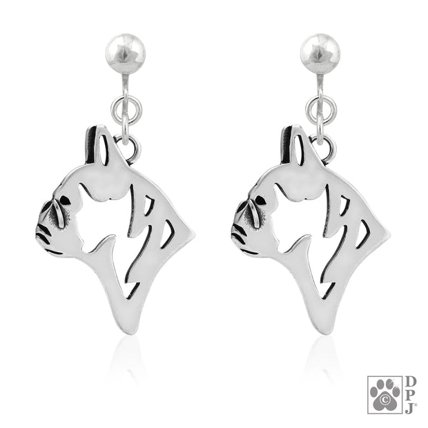 Sterling Silver French Bulldog Earrings