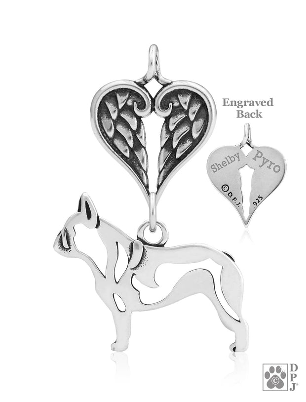 French Bulldog Angel Pendant, Sterling Silver Custom Memorial Keepsakes