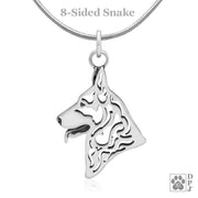 German Shepherd Dog Pendant Necklace in Sterling Silver