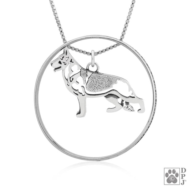 German Shepherd Dog Necklace w/Paw Print Enhancer, Body