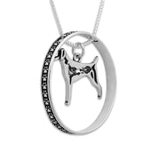 Sterling Silver German Shorthaired Pointer Necklace w/Paw Print Enhancer, Body