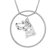 Sterling Silver German Wirehaired Pointer Necklace w/Paw Print Enhancer, Head