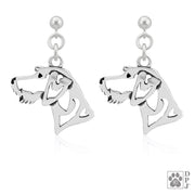 Sterling Silver German Wirehaired Pointer Earrings