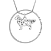 Sterling Silver Golden Retriever Necklace w/Paw Print Enhancer, Body