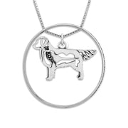 Golden Retriever Necklace w/Paw Print Enhancer, w/Pheasant in Body