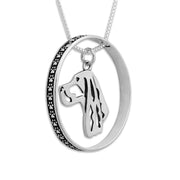 Sterling Silver Gordon Setter Necklace w/Paw Print Enhancer, Head