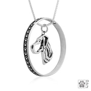 Sterling Silver Great Dane Necklace w/Paw Print Enhancer, Head