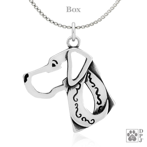 Sterling Silver Great Dane Cropped Ears Body Necklace at Animalden
