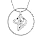 Sterling Silver Great Pyrenees Necklace w/Paw Print Enhancer, Head