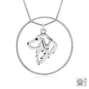 Sterling Silver Great Pyrenees Necklace w/Paw Print Enhancer, Head