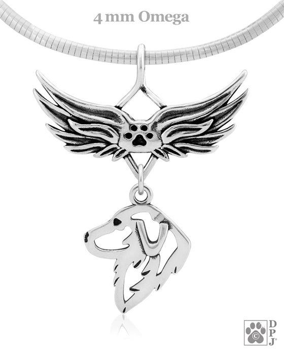 Sterling silver Great Pyrenees angel wing memorial necklace, Rainbow bridge jewelry, Pet sympathy gifts