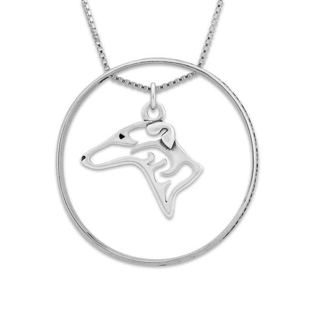 Greyhound Necklace w/Paw Print Enhancer, Head