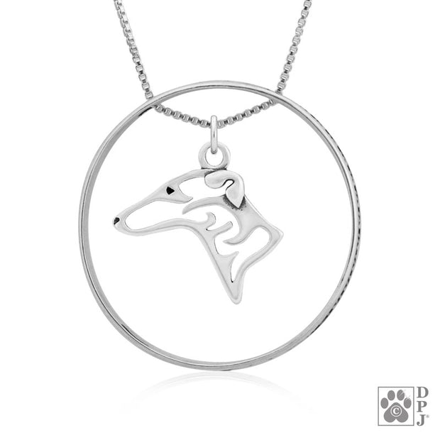 Greyhound Necklace w/Paw Print Enhancer, Head