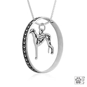 Sterling Silver Greyhound Necklace w/Paw Print Enhancer, Body