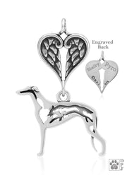 Greyhound Angel Pendant, Sterling Silver Custom Memorial Keepsakes