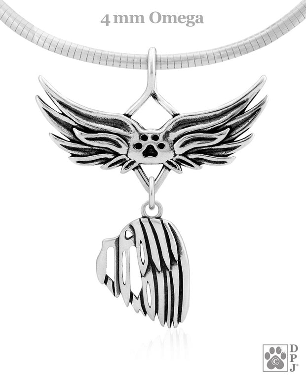 Havanese Memorial Necklace, Angel Wing Jewelry