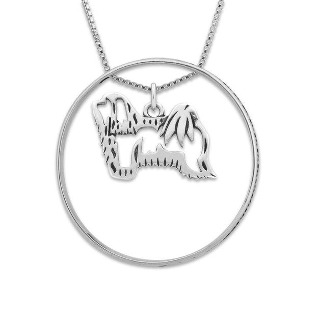 Sterling Silver Havanese Necklace w/Paw Print Enhancer, Body