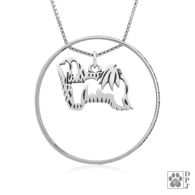 Sterling Silver Havanese Necklace w/Paw Print Enhancer, Body