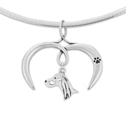 Irish Setter Necklace with Open Heart Charm Holder with Paw Print in Sterling Silver on Omega Chain.