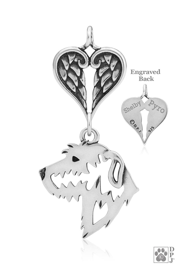 Irish Wolfhound Angel Necklace, Personalized Sterling Silver Sympathy Gifts