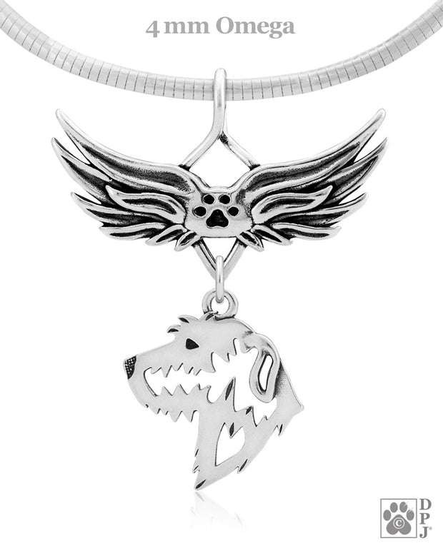 Irish Wolfhound Memorial Necklace, Angel Wing Jewelry