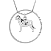 Sterling Silver Irish Wolfhound Necklace w/Paw Print Enhancer, Body