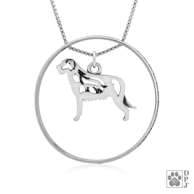 Sterling Silver Irish Wolfhound Necklace w/Paw Print Enhancer, Body