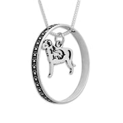 Sterling Silver Irish Wolfhound Necklace w/Paw Print Enhancer, Body