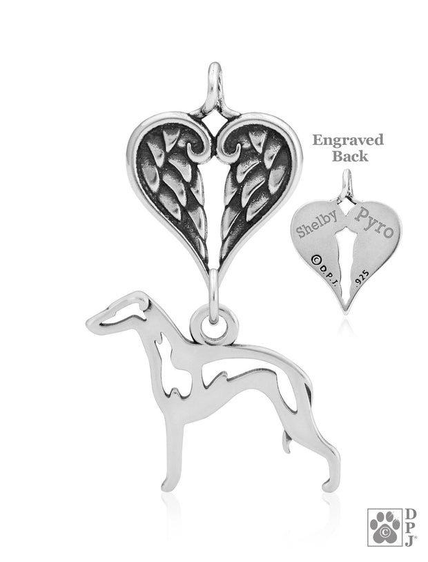 Italian Greyhound Angel Pendant, Custom Memorial Keepsakes