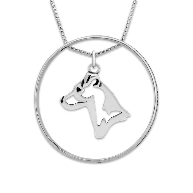 Jack Russell Terrier Necklace w/Paw Print Enhancer, Head