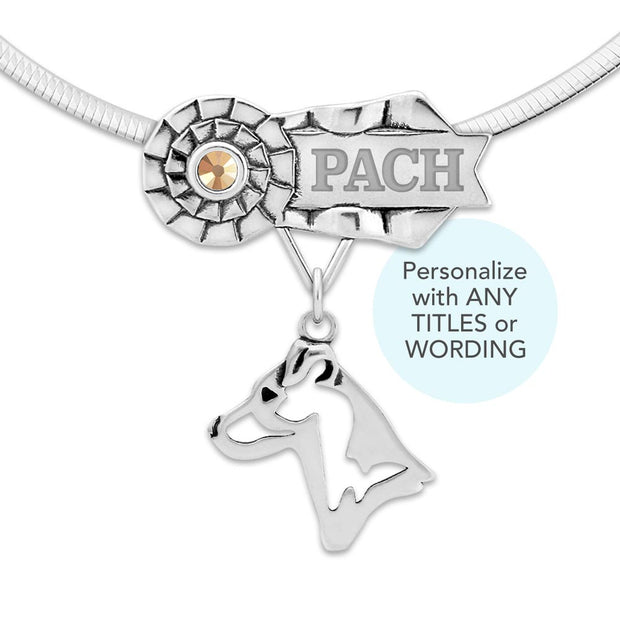 Custom Parson Russell Terrier Rosette Necklace, GCH Jewelry
