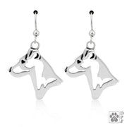 Parson Russell Terrier Earrings in Sterling Silver, Smooth Coat