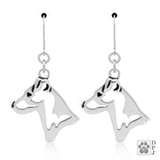 Parson Russell Terrier Earrings in Sterling Silver, Smooth Coat