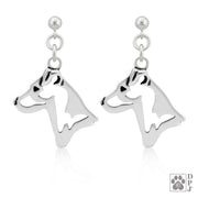Sterling Silver Parson Russell Terrier Earrings, Smooth Coat