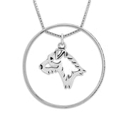 Sterling Silver Jack Russell Terrier Necklace w/Paw Print Enhancer, Head