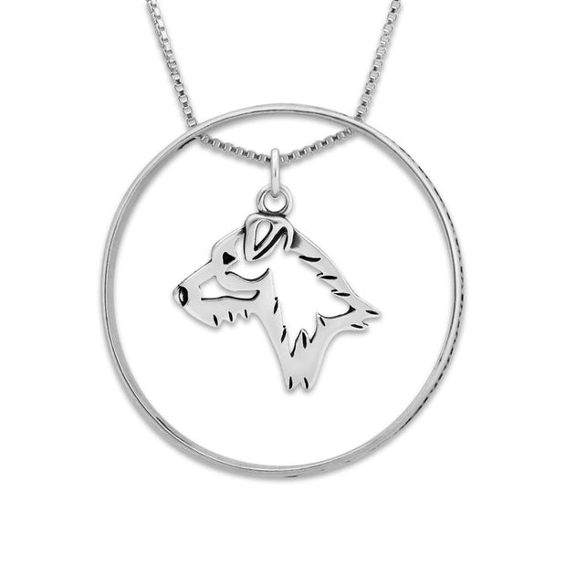 Sterling Silver Jack Russell Terrier Necklace w/Paw Print Enhancer, Head