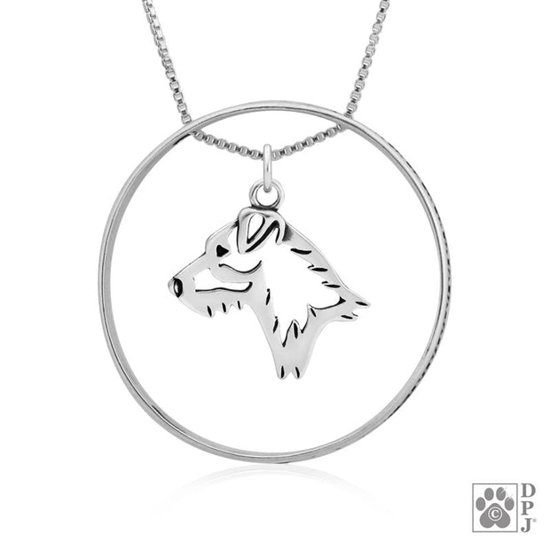 Sterling Silver Jack Russell Terrier Necklace w/Paw Print Enhancer, Head