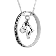 Sterling Silver Jack Russell Terrier Necklace w/Paw Print Enhancer, Head